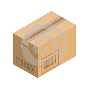 Isometric parcel icon.Packing box vector illustration isolated on white background.