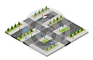 Isometric park people urban infrastructure