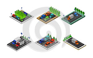 Isometric Parking Set Vector illustration