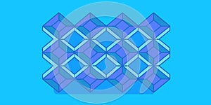 Isometric pattern of repeating blue cubes forming a 3D abstract geometric background texture