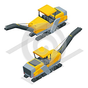 Isometric pavement milling, cold planing, asphalt milling, or profiling. Process of removing part of the surface of a photo