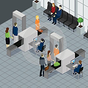 Isometric People In Airport Concept