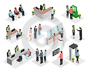 Isometric People In Bank Collection photo