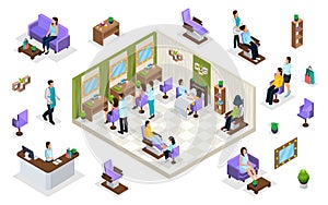 Isometric People In Beauty Salon Concept