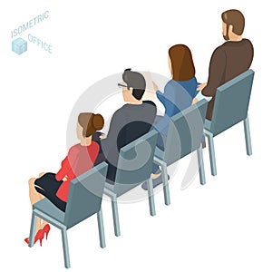 Isometric people. Briefing business training.