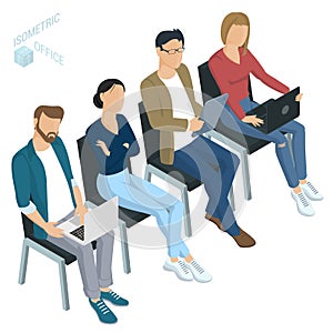 Isometric people. Briefing business training.