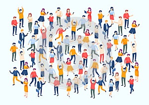 Isometric people crowd. Large people group, different male and female characters, business audience concept. Vector