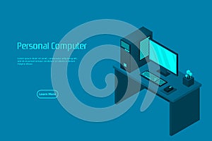 Isometric personal computer. Illustration suitable for advertising and promotion