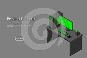 Isometric personal computer. Illustration suitable for advertising and promotion