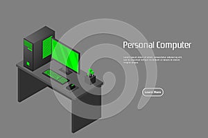 Isometric personal computer. Illustration suitable for advertising and promotion