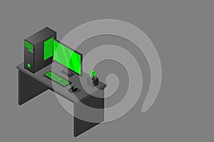 Isometric personal computer. Illustration suitable for advertising and promotion