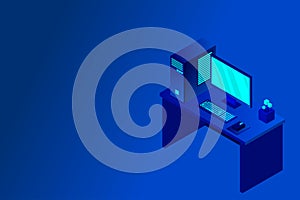 Isometric personal computer. Illustration suitable for advertising and promotion