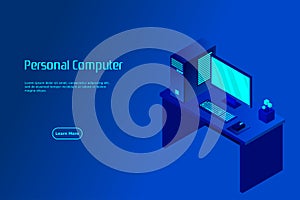 Isometric personal computer. Illustration suitable for advertising and promotion