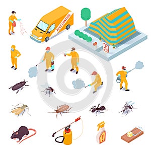 Isometric Pest Control Set