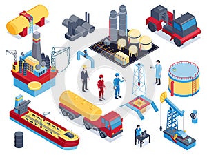 Isometric Petroleum Industry Icon Set