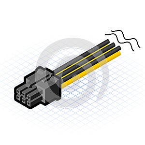 Isometric 6 Pin PCIe Connector Vector Illustration