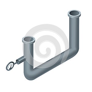 Isometric pipe. Water tube or pipeline for oil or gas industry tube construction. Plastic plumbing system in 3d. Piece