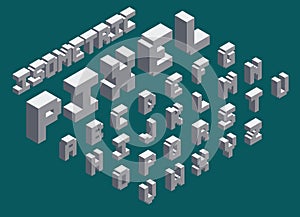 Isometric pixel fonts