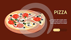 Isometric Pizza Hozirontal Banner photo