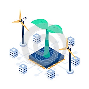 Isometric Plant Growth on Computer Microchip