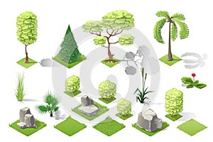 Isometric plants garden forest collection vector set