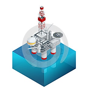 Isometric platform for production oil and gas, Oil and gas industry and hard work, Production platform and operation