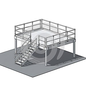 Isometric Platform with Stairs and Railings