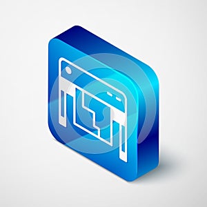 Isometric Plotter icon isolated on grey background. Large format multifunction printer. Polygraphy, printshop service