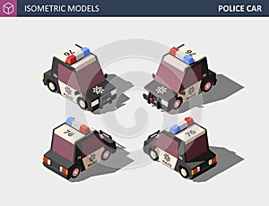 Isometric Police Car. Isometric High Quality Vector.