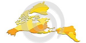 Isometric political map of Americas