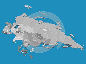 Isometric political map of Asia