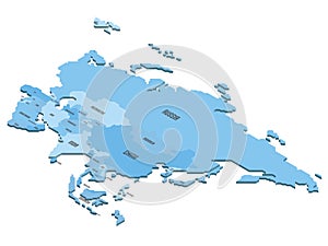 Isometric political map of Asia