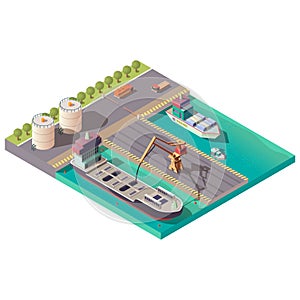 Isometric port, delivering petroleum or oil by sea