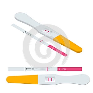 Isometric Positive and Negative Pregnancy Test. Fertility, pregnancy and maternity concept