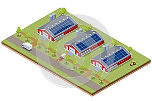 Isometric Poultry Farm Industrial. Poultry farm building, production of chicken meat, eggs.
