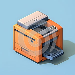 isometric printer 3d icon semi-realistic on a blue background by Generative AI