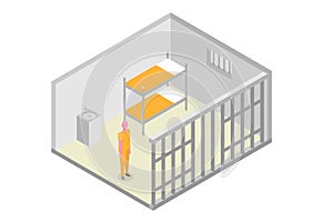 Isometric prison cell. Vector jail, Incarceration concept.