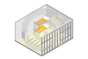 Isometric prison cell. Vector jail, Incarceration concept. photo