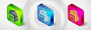 Isometric Processor icon isolated on grey background. CPU, central processing unit, microchip, microcircuit, computer