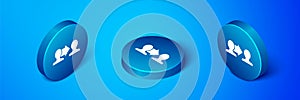 Isometric Project team base icon isolated on blue background. Business analysis and planning, consulting, team work