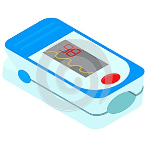 Isometric pulse oximeter isolated on white