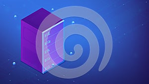 Isometric quantum computer. Vector 3d illustration.