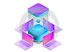 Isometric Quantum computing or Supercomputing. A quantum computer is a device that performs quantum computing. Vector