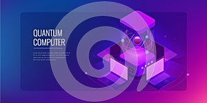 Isometric Quantum computing or Supercomputing. A quantum computer is a device that performs quantum computing. Vector