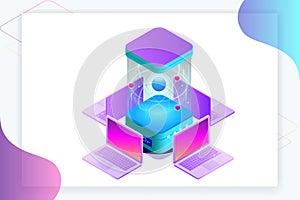 Isometric Quantum computing or Supercomputing. A quantum computer is a device that performs quantum computing. Vector