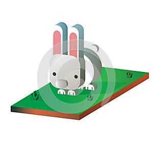 Isometric rabbit. Vector illustration decorative design