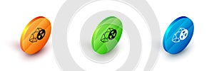 Isometric Radioactive icon isolated on white background. Radioactive toxic symbol. Radiation hazard sign. Circle button