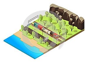 Isometric Railroad Transportation Concept