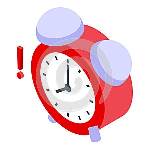 Isometric red alarm clock illustration