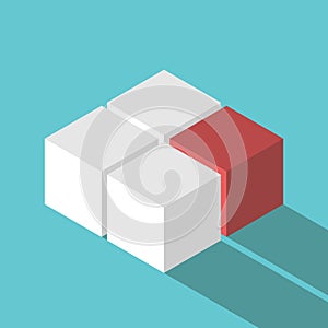 Isometric red missing cube